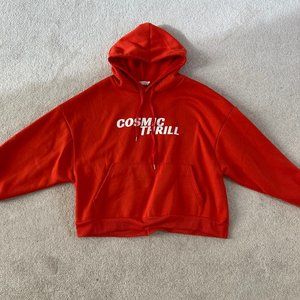 Orange Lettering Balloon Sleeves Hoodie